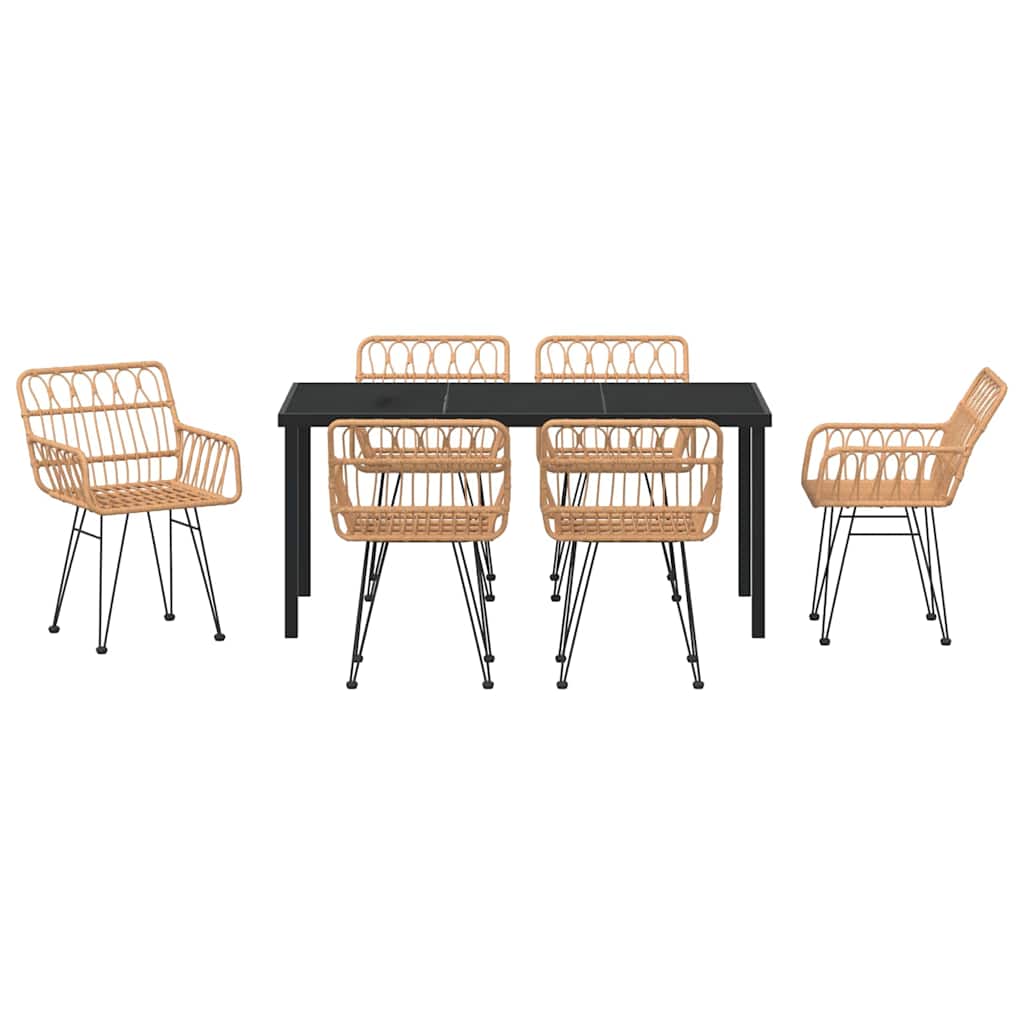 vidaXL Garden Dining Set 7 pcs Brown Powder-Coated Steel