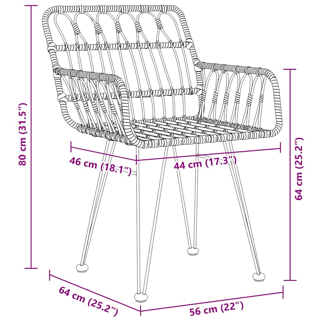 vidaXL Garden Dining Set 7 pcs Brown Powder-Coated Steel