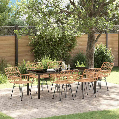 vidaXL Garden Dining Set 7 pcs Brown Powder-Coated Steel