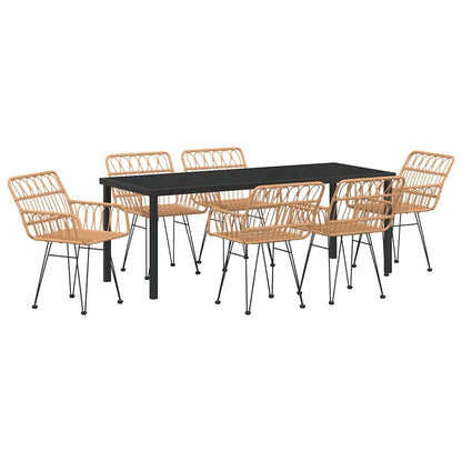 vidaXL Garden Dining Set 7 pcs Brown Powder-Coated Steel