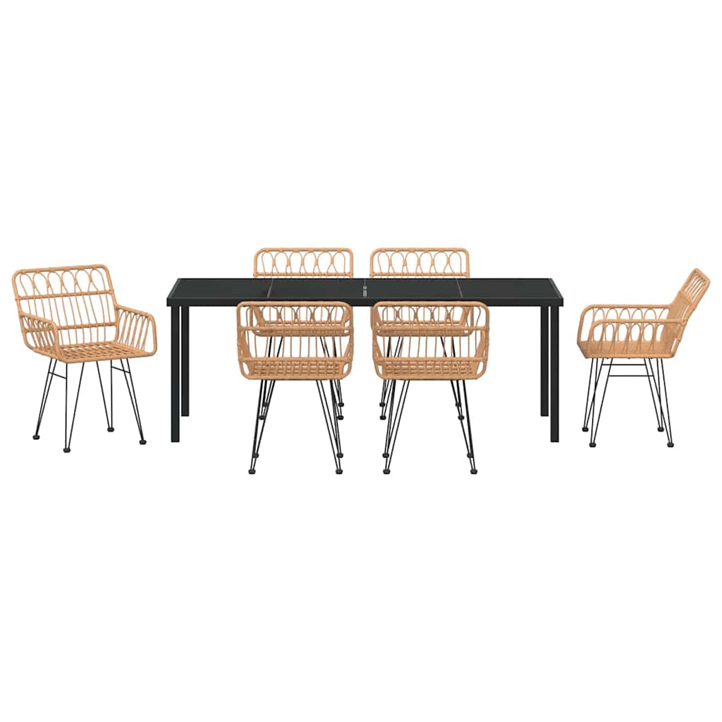 vidaXL Garden Dining Set 7 pcs Brown Powder-Coated Steel
