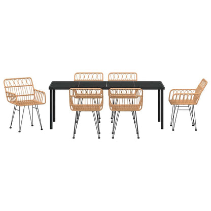 vidaXL Garden Dining Set 7 pcs Brown Powder-Coated Steel