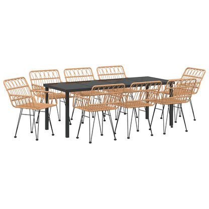 vidaXL Garden Dining Set 9 pcs Brown Powder-Coated Steel