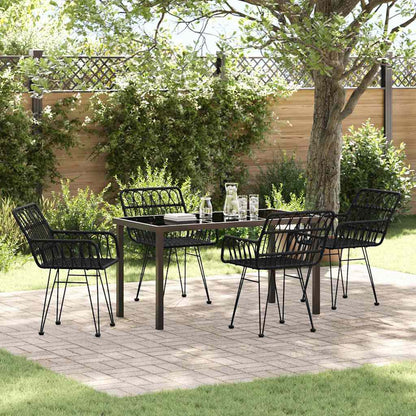 vidaXL Garden Dining Set 5 pcs Black Powder-Coated Steel
