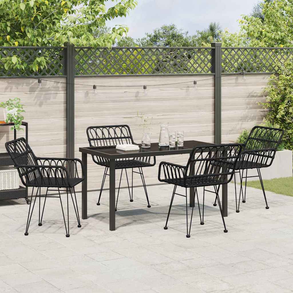 vidaXL Garden Dining Set 5 pcs Black Powder-Coated Steel
