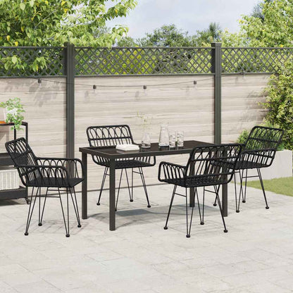 vidaXL Garden Dining Set 5 pcs Black Powder-Coated Steel