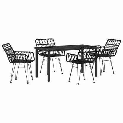 vidaXL Garden Dining Set 5 pcs Black Powder-Coated Steel