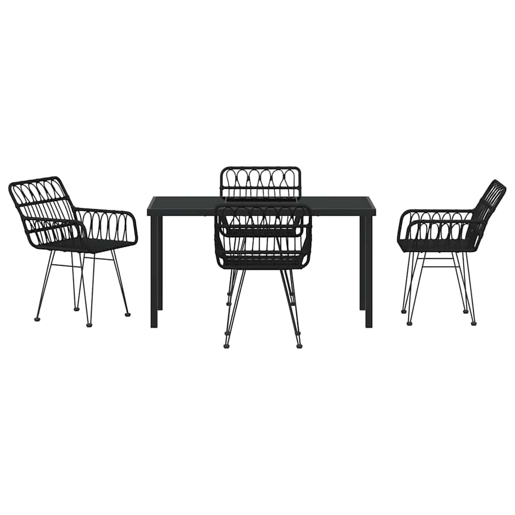 vidaXL Garden Dining Set 5 pcs Black Powder-Coated Steel