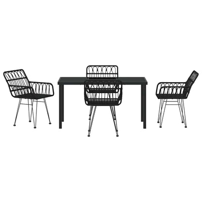 vidaXL Garden Dining Set 5 pcs Black Powder-Coated Steel