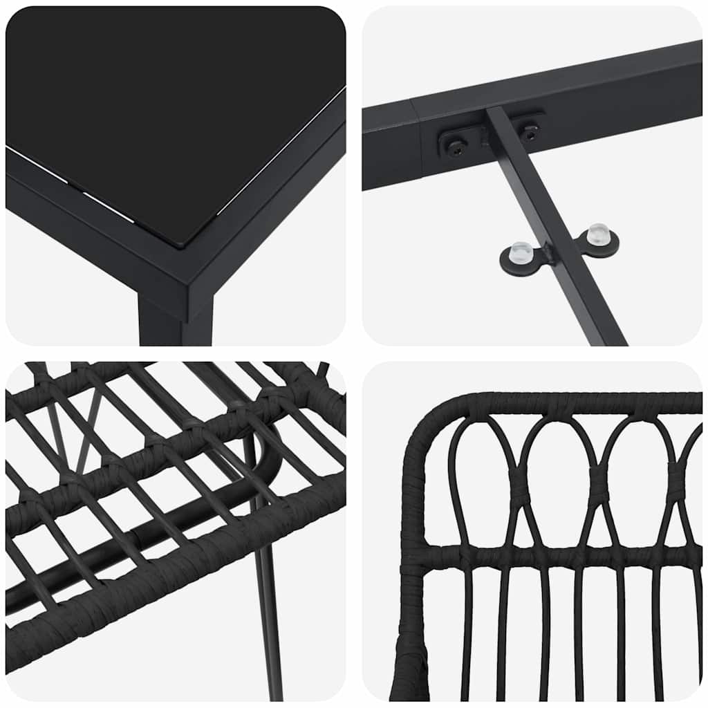 vidaXL Garden Dining Set 5 pcs Black Powder-Coated Steel