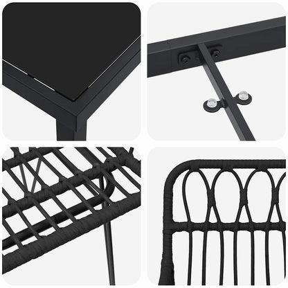 vidaXL Garden Dining Set 5 pcs Black Powder-Coated Steel