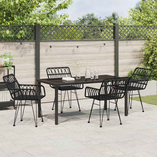 vidaXL Garden Dining Set 5 pcs Black Powder-Coated Steel