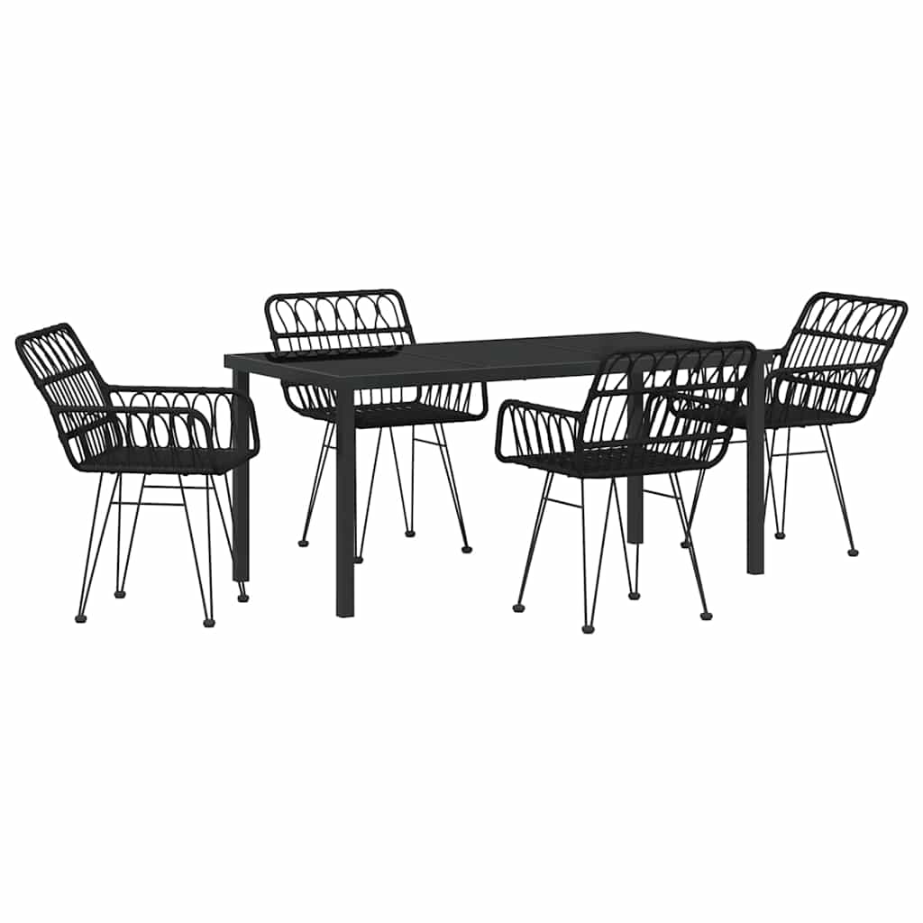 vidaXL Garden Dining Set 5 pcs Black Powder-Coated Steel
