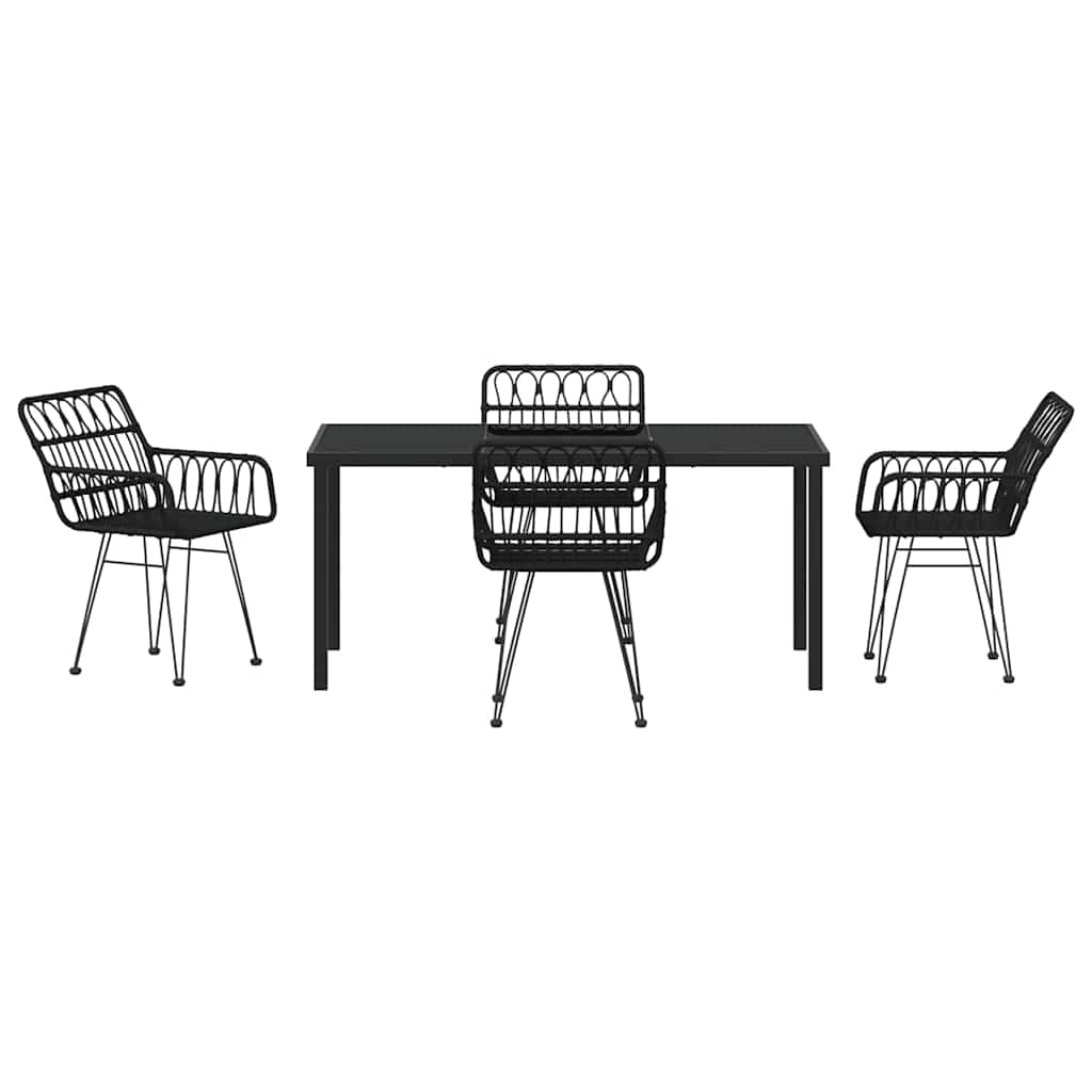 vidaXL Garden Dining Set 5 pcs Black Powder-Coated Steel