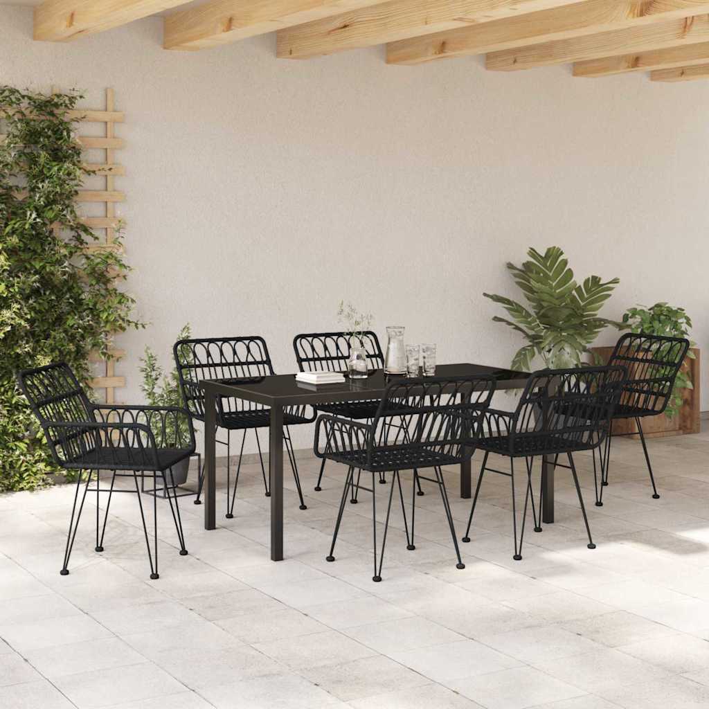 vidaXL Garden Dining Set 7 pcs Black Powder-Coated Steel