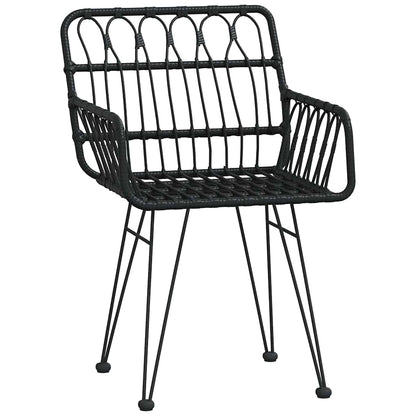 vidaXL Garden Dining Set 7 pcs Black Powder-Coated Steel