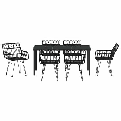 vidaXL Garden Dining Set 7 pcs Black Powder-Coated Steel