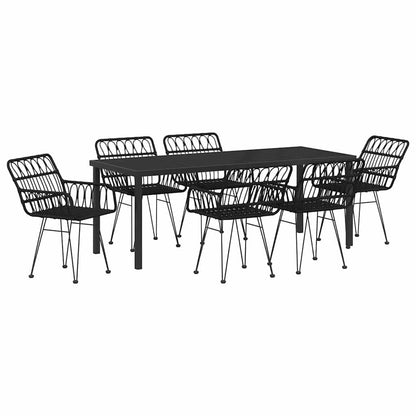 vidaXL Garden Dining Set 7 pcs Black Powder-Coated Steel