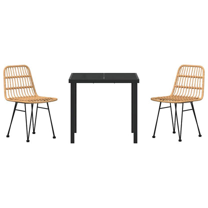 vidaXL Garden Dining Set 3 pcs Brown Powder-Coated Steel