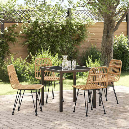 vidaXL Garden Dining Set 5 pcs Brown Powder-Coated Steel
