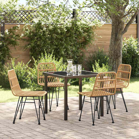 vidaXL Garden Dining Set 5 pcs Brown Powder-Coated Steel