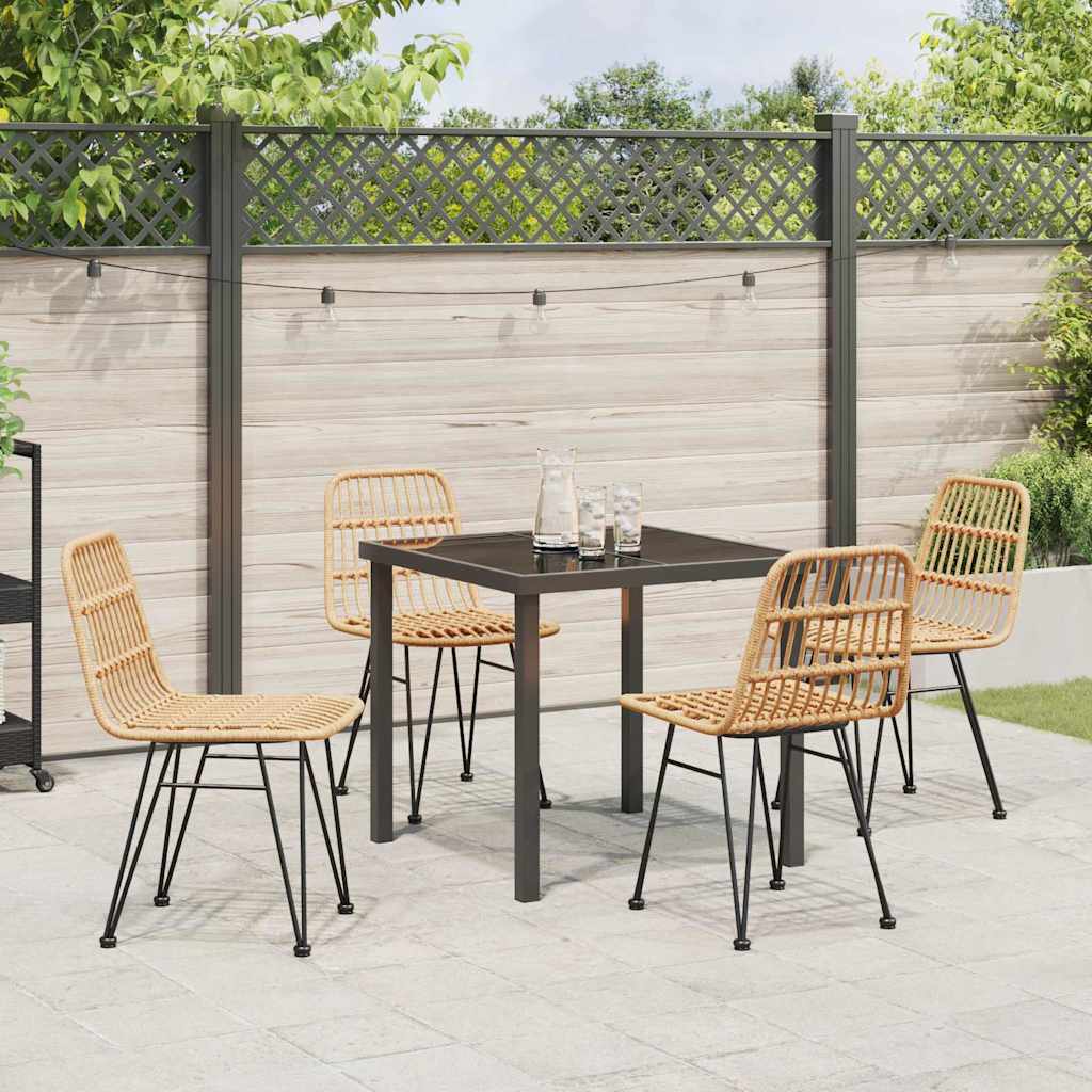vidaXL Garden Dining Set 5 pcs Brown Powder-Coated Steel