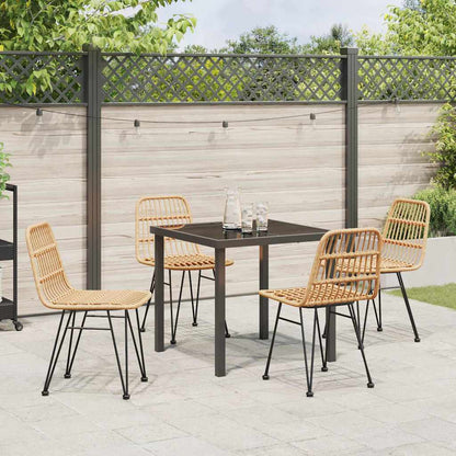 vidaXL Garden Dining Set 5 pcs Brown Powder-Coated Steel