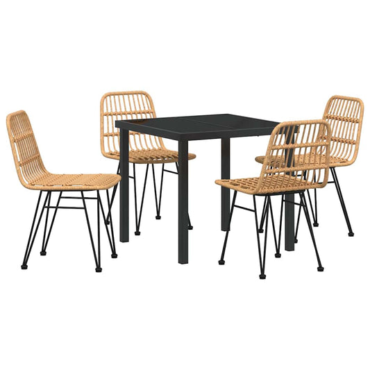vidaXL Garden Dining Set 5 pcs Brown Powder-Coated Steel
