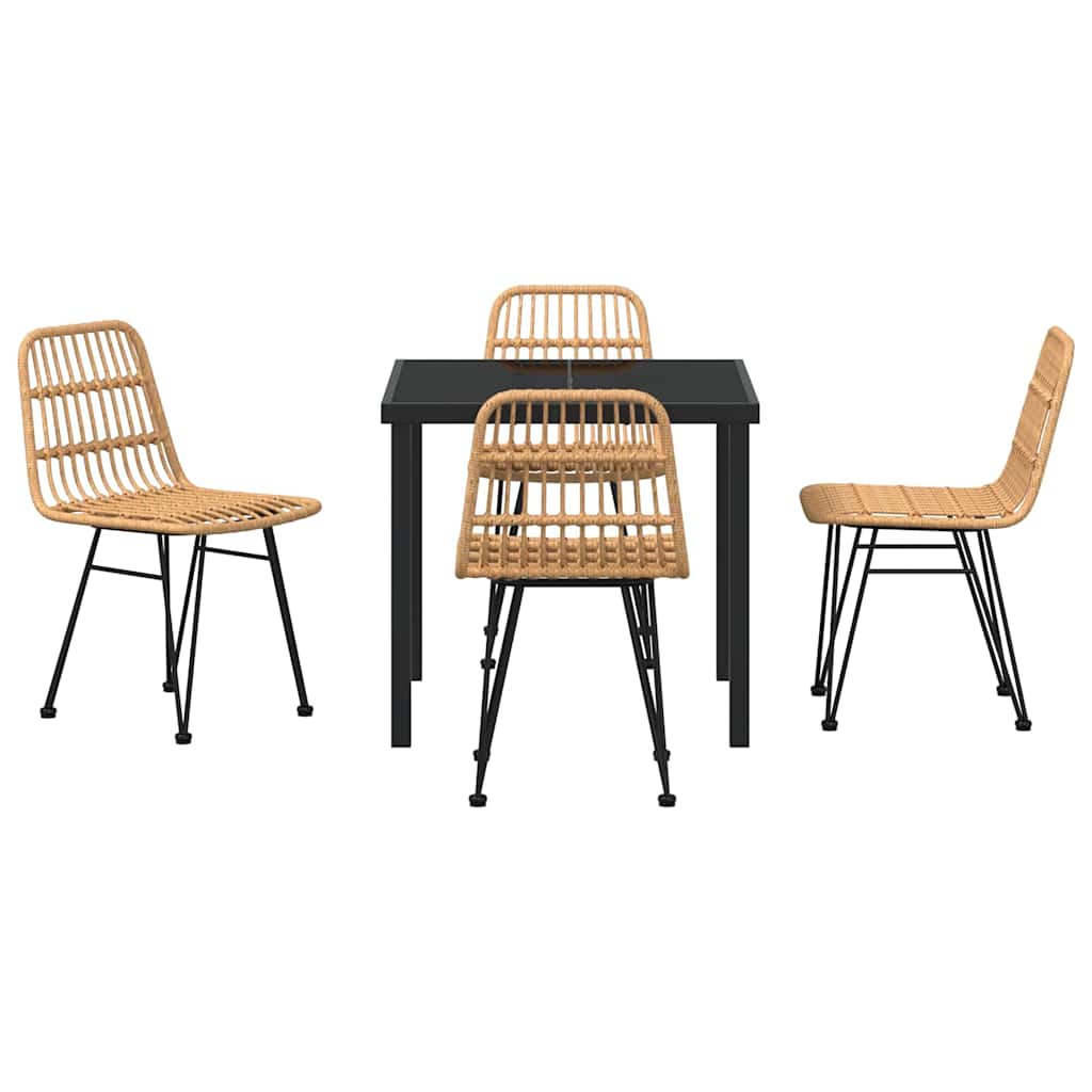 vidaXL Garden Dining Set 5 pcs Brown Powder-Coated Steel