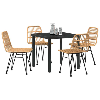 vidaXL Garden Dining Set 5 pcs Brown Powder-Coated Steel