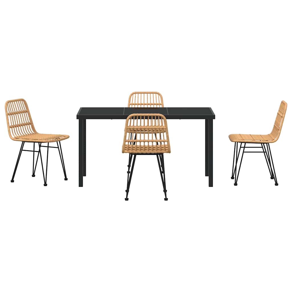 vidaXL Garden Dining Set 5 pcs Brown Powder-Coated Steel