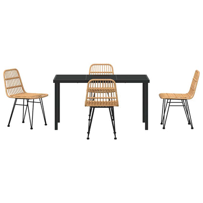vidaXL Garden Dining Set 5 pcs Brown Powder-Coated Steel