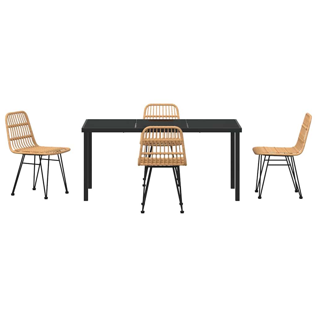 vidaXL Garden Dining Set 5 pcs Brown Powder-Coated Steel