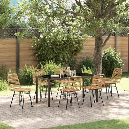 vidaXL Garden Dining Set 7 pcs Brown Powder-Coated Steel