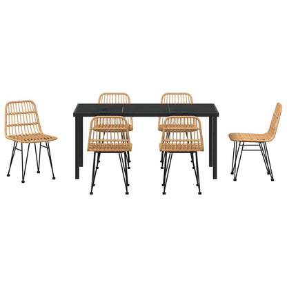 vidaXL Garden Dining Set 7 pcs Brown Powder-Coated Steel