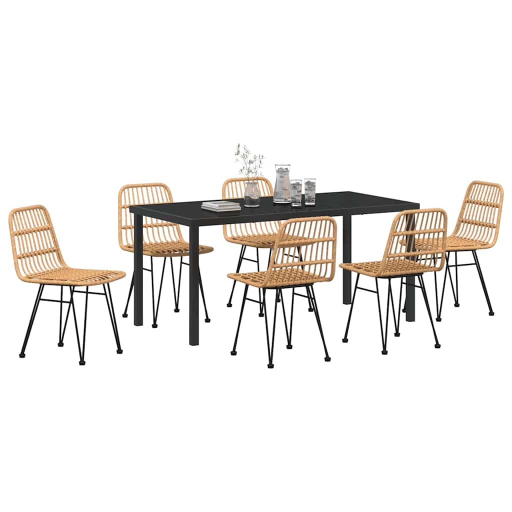 vidaXL Garden Dining Set 7 pcs Brown Powder-Coated Steel