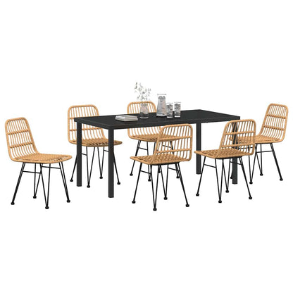 vidaXL Garden Dining Set 7 pcs Brown Powder-Coated Steel