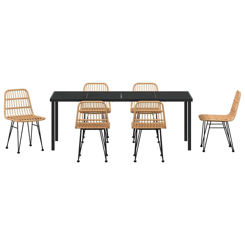 vidaXL Garden Dining Set 7 pcs Brown Powder-Coated Steel