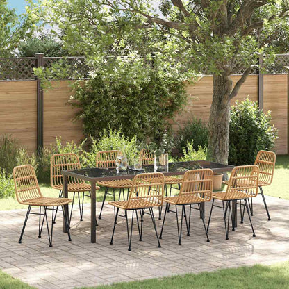 vidaXL Garden Dining Set 9 pcs Brown Powder-Coated Steel