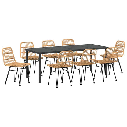 vidaXL Garden Dining Set 9 pcs Brown Powder-Coated Steel
