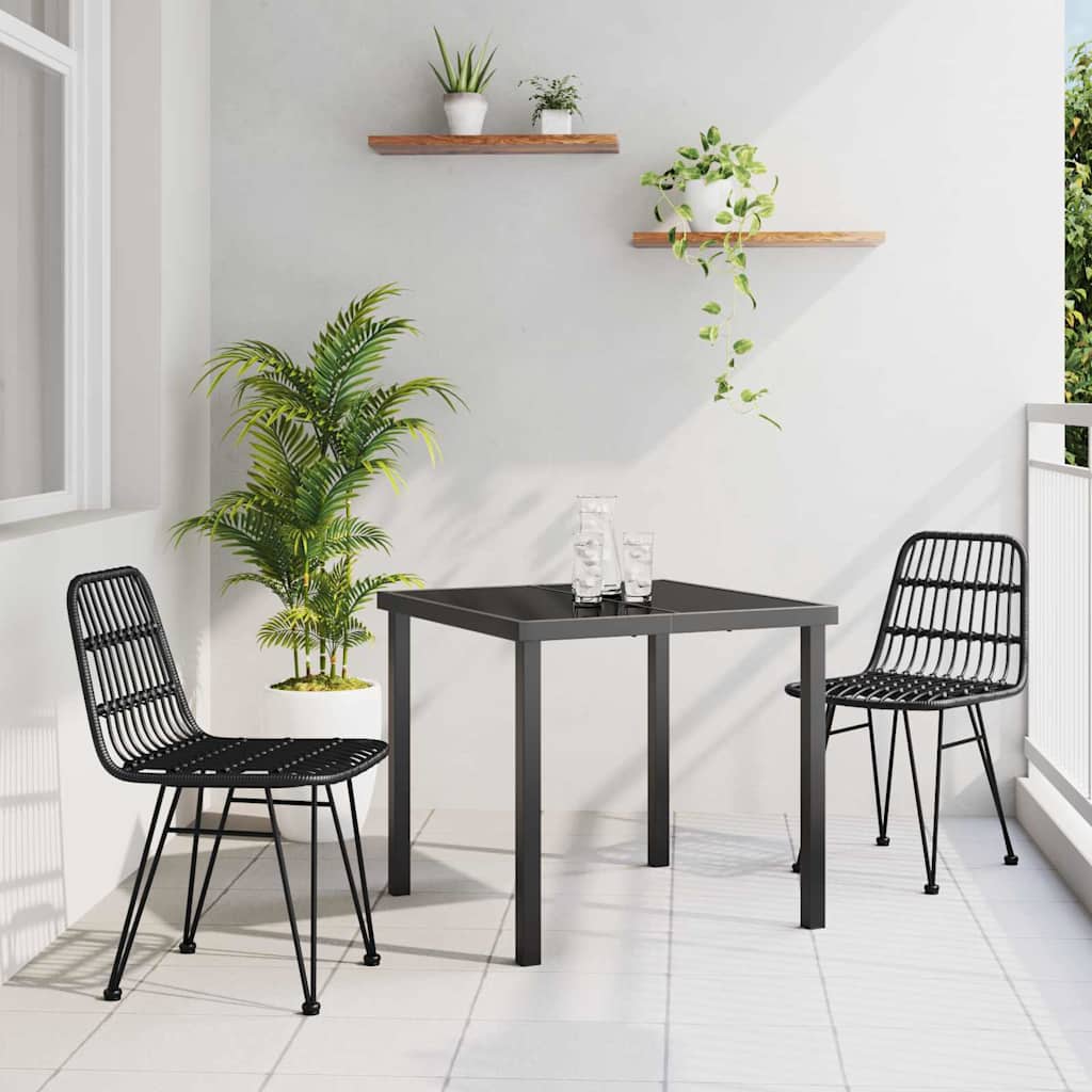 vidaXL Garden Dining Set 3 pcs Black Powder-Coated Steel