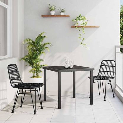 vidaXL Garden Dining Set 3 pcs Black Powder-Coated Steel