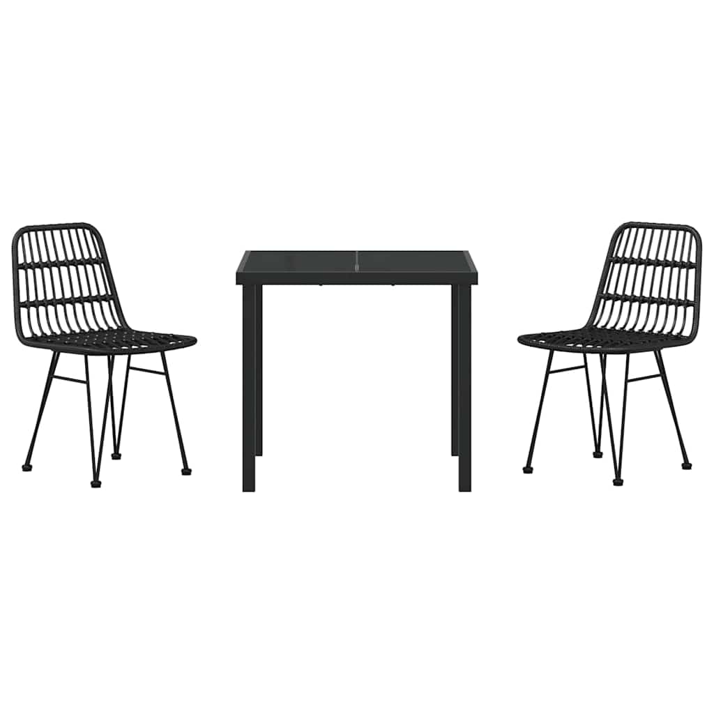 vidaXL Garden Dining Set 3 pcs Black Powder-Coated Steel