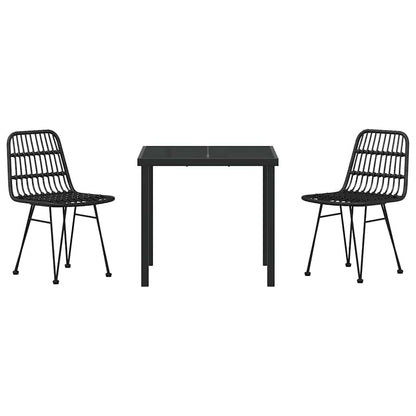 vidaXL Garden Dining Set 3 pcs Black Powder-Coated Steel