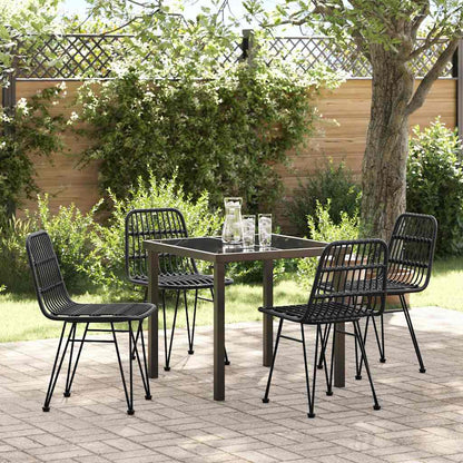 vidaXL Garden Dining Set 5 pcs Black Powder-Coated Steel