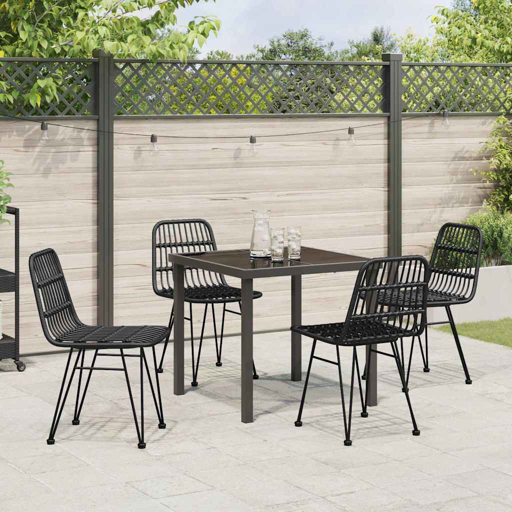 vidaXL Garden Dining Set 5 pcs Black Powder-Coated Steel