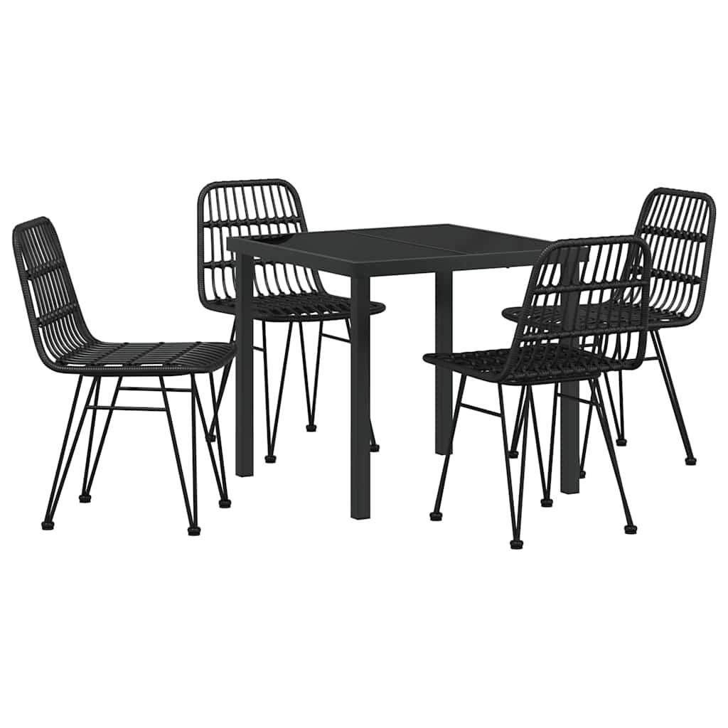vidaXL Garden Dining Set 5 pcs Black Powder-Coated Steel
