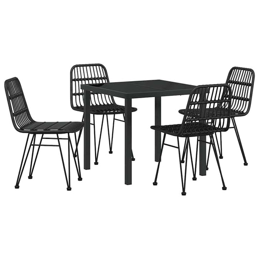 vidaXL Garden Dining Set 5 pcs Black Powder-Coated Steel