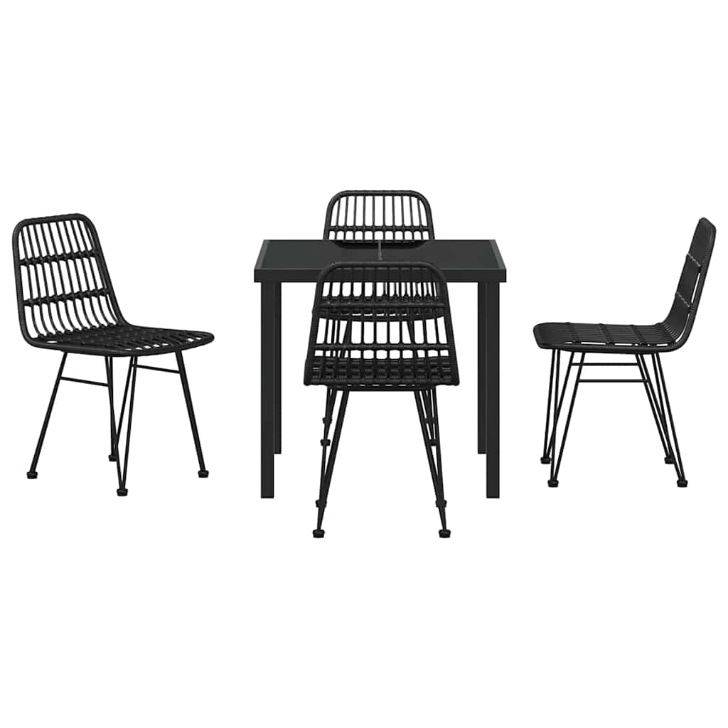vidaXL Garden Dining Set 5 pcs Black Powder-Coated Steel