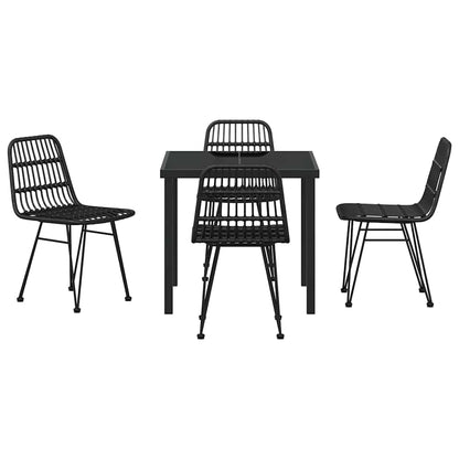 vidaXL Garden Dining Set 5 pcs Black Powder-Coated Steel